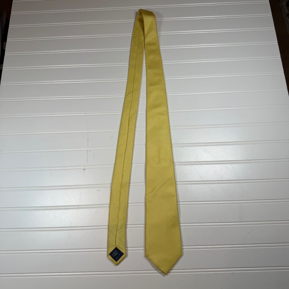 Charles Tyrwhitt Mens Yellow Textured Silk Tie Jermyn Street London RN116036 - Picture 5 of 7